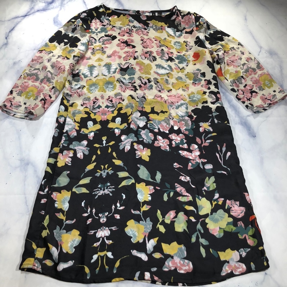MNG Collection Black & Cream Floral Shift Dress - Picture 8 of 8